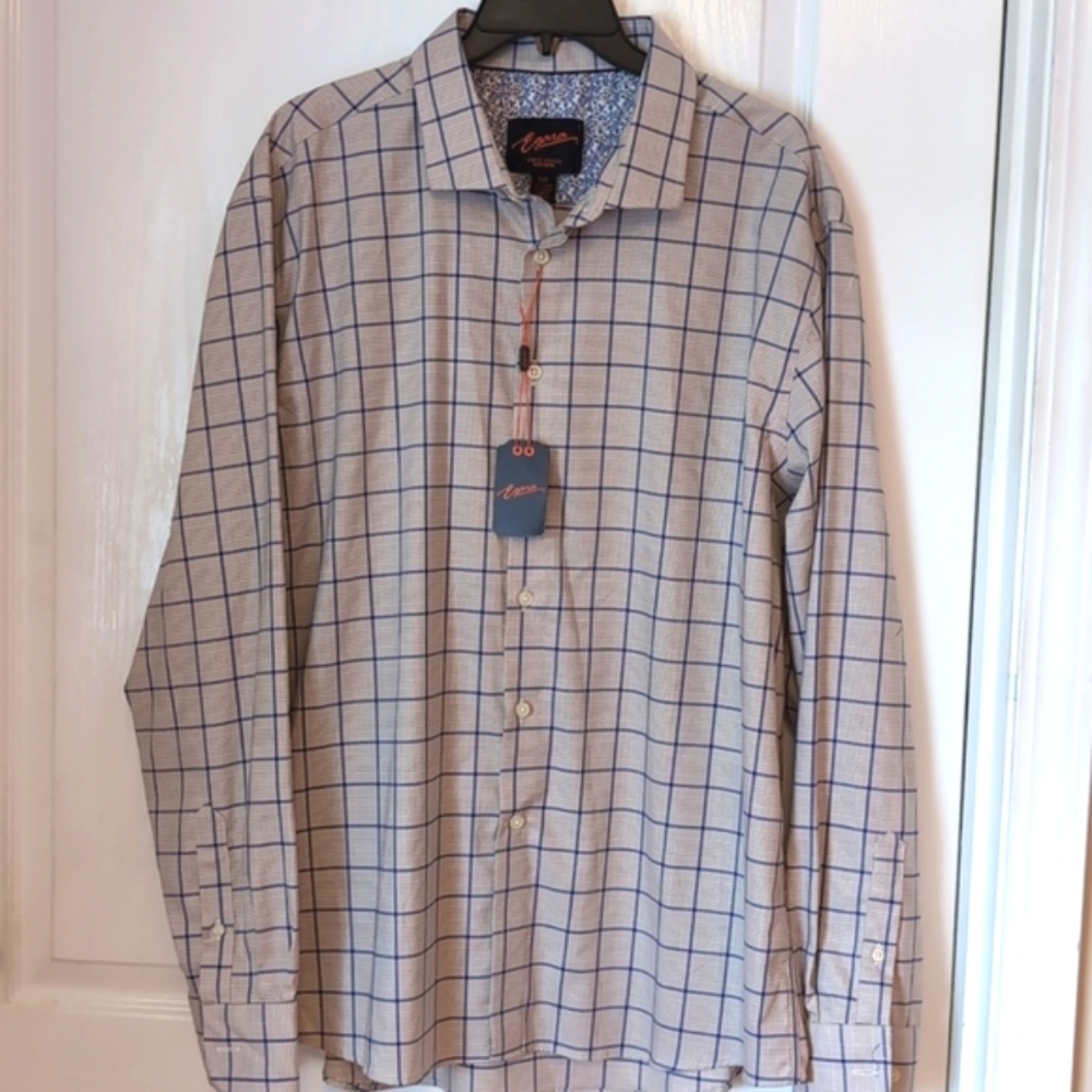EGARA Slim Fit Stretch Non Iron Flip Cuff Dress Shirt. Size XXL. NEW
